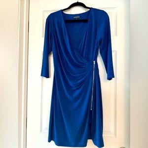 Vibrant blue Express wrap dress w zipper. Soft material, size Med. Used once